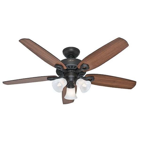 Hunter Decorative Ceiling Fan, 52 in Blade Dia, 5 Blades, 3 Speeds, 120V AC, New Bronze 53238
