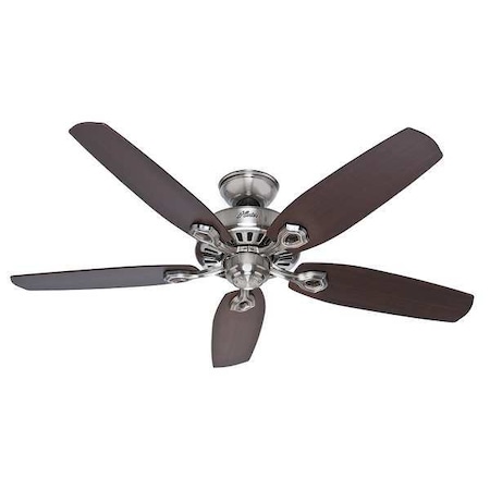 Hunter Decorative Ceiling Fan, 52 in Blade Dia, 5 Blades, 3 Speeds, 120V AC, Brushed Nickel 53241