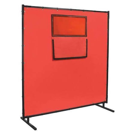 Steiner Welding Screen With Window, Acrylic Coated Fiberglass, 8 ft. W., 6 ft. H., 16 oz/sq yd, Red 584HD-338F-6X8