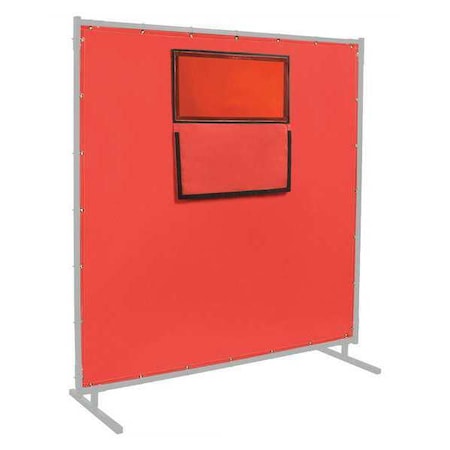 Steiner Welding Curtain With Window, Silicone-Coated Fiberglass, 6 ft. W., 6 ft. H., 16 oz/sq yd, Red 384-338F-6X6