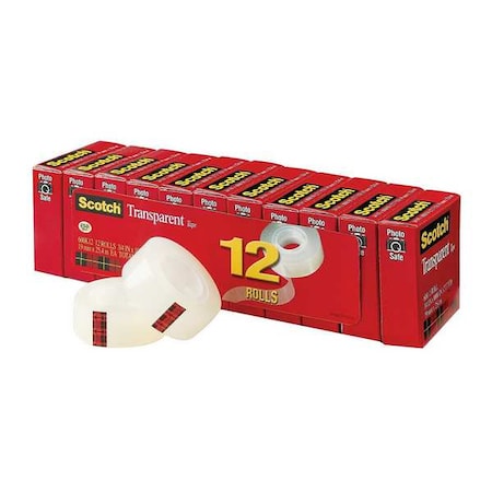 3M Office Tape, Clear, PK12 600K12