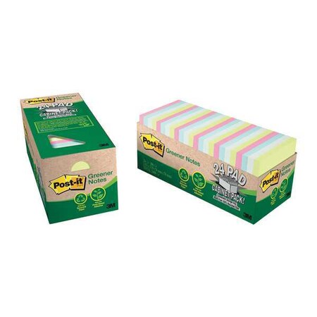 Post-It Recycled Sticky Notes, 3x3, Helsinki, PK24 654R-24CP-AP