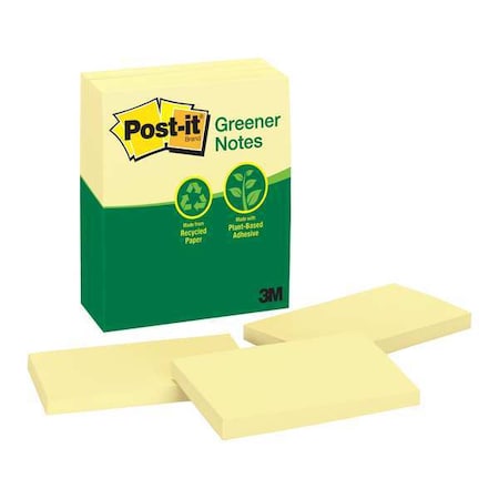 Post-It Recycled Sticky Notes, 3x5 In., YW, PK12 655-RP