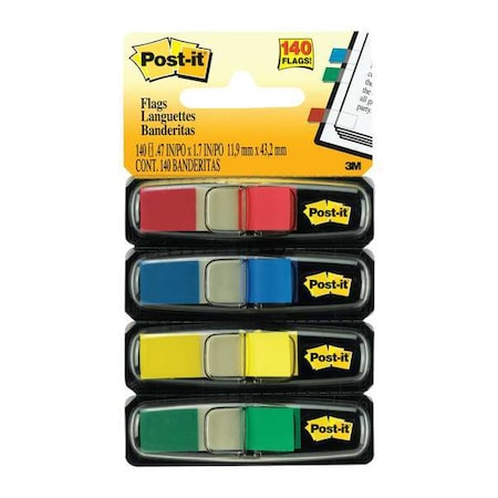 Post-It Sticky Flags, 1/2x1-3/4 In, Assorted, PK4 683-4
