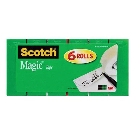 3M Office Tape, Transparent, 3/4x1000In, PK6 810K6