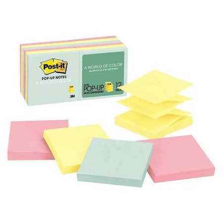 Post-It Pop-up Sticky Notes, 3x3, Marseille, PK12 R330-12AP