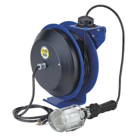 Coxreels Cord Reel, Spring Retracted, 16 AWG, Blue Reel Color, 50 ft Length EZ-PC13-5016-E