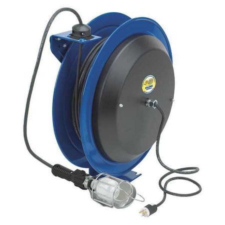 Coxreels Cord Reel, Spring Retracted, 16 AWG, Blue Reel Color, 100 ft Length EZ-PC24-0016-E