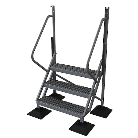 Tri-Arc 72 in Overall H, Ladder, Aluminum, 3 Steps, Aluminum Mill Finish, 500 lb Load Capacity URTL503