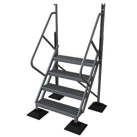 Tri-Arc 82 in Overall H, Ladder, Aluminum, 4 Steps, Aluminum Mill Finish, 500 lb Load Capacity URTL504