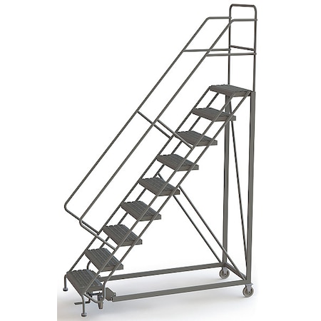 Tri-Arc 126 in H Steel Configurable Rolling Ladder, 9 Steps, 450 lb Load Capacity UKDEC109242