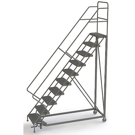 Tri-Arc 136 in H Steel Configurable Rolling Ladder, 10 Steps, 450 lb Load Capacity UKDEC110242
