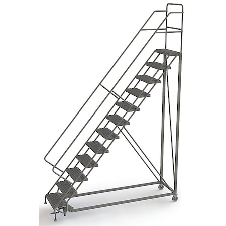 Tri-Arc 156 in H Steel Configurable Rolling Ladder, 12 Steps, 450 lb Load Capacity UKDEC112242