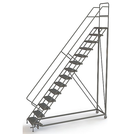 Tri-Arc 176 in H Steel Configurable Rolling Ladder, 14 Steps, 450 lb Load Capacity UKDEC114242