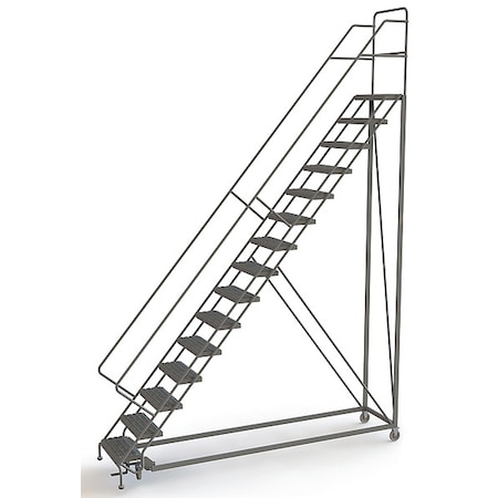Tri-Arc 186 in H Steel Configurable Rolling Ladder, 15 Steps, 450 lb Load Capacity UKDEC115242