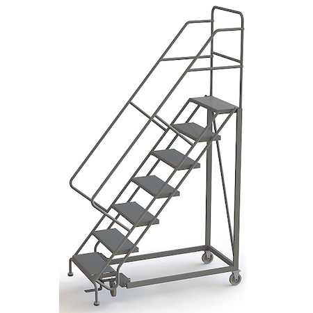 Tri-Arc 106 in H Steel Configurable Rolling Ladder, 7 Steps, 450 lb Load Capacity UKDEC107246