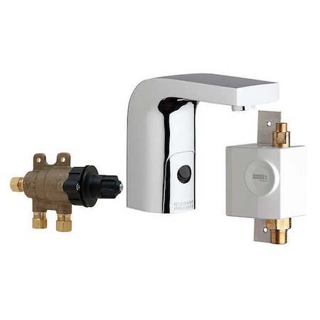 Chicago Faucet Electronic Sensor Single Hole Mount, 1 Hole Straight Spout Bathroom Faucet, Chrome plated WWG116.970.AB.1T