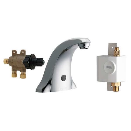 Chicago Faucet Electronic Sensor Single Hole Mount, 1 Hole Mid Arc Bathroom Faucet, Chrome plated 116.976.AB.1