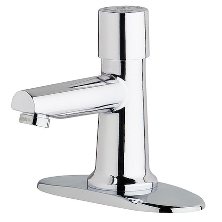 Chicago Faucet Metering 4" Mount, 3 Hole Straight Spout Bathroom Faucet, Chrome plated 3500-4E2805ABCP