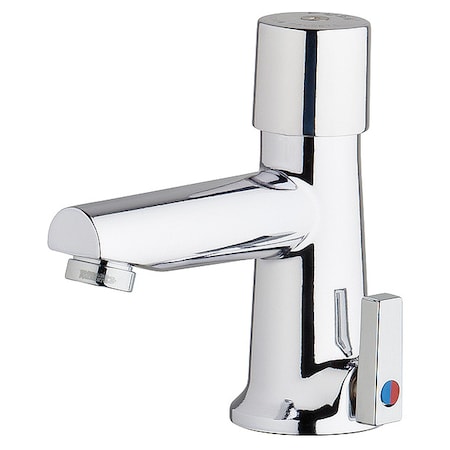 Chicago Faucet Metering Single Hole Mount, 1 Hole Straight Spout Bathroom Faucet, Chrome plated 3502-E2805ABCP