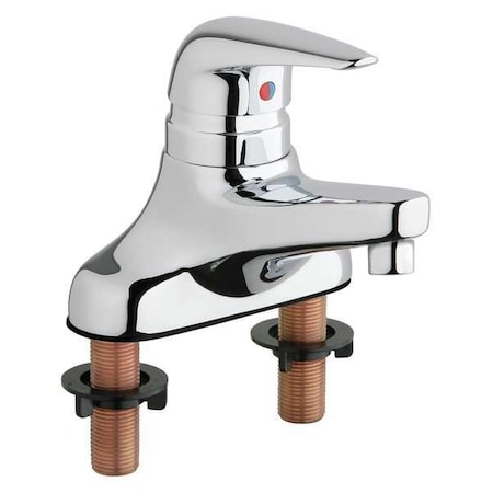 Chicago Faucet Manual Low Arc Bathroom Faucet, 4" Mount, Polished Chrome 2 Hole 420-E2805MPABCP