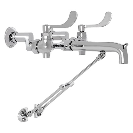 American Standard Wristblade Handle Straight Service Sink Faucet, 6" to 10" Mount, Chrome 2 Hole 8355101.002