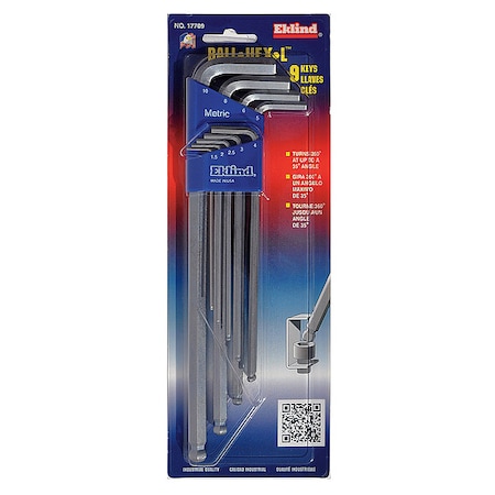 Eklind 9 Piece Metric L-Shape Hex Key Set, 17709 17709 | Zoro
