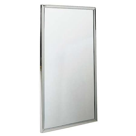 BRADLEY Framed Mirror, Wall Mount, 36 in H, 18 in W, 3/4 in D, Stainless Steel, Bright Annealed Finish 781-018360