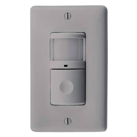 Hubbell Wiring Device-Kellems Wall Mount Sensor, Occupancy, Vacancy, Hard Wired, Gray, 1,200 sq ft, Fluorescent, LED WS2000NGY