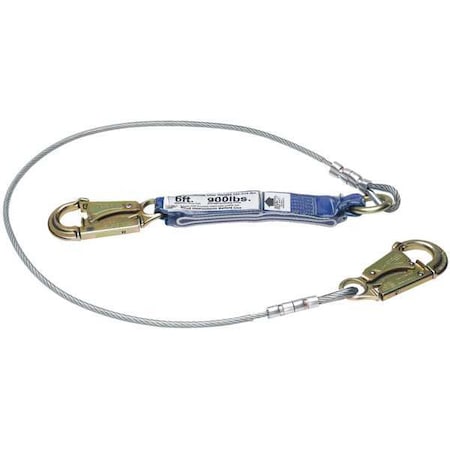 Werner Energy Absorbing Lanyard, 6 ft. Length, Hook, 1 Leg(s) C361100