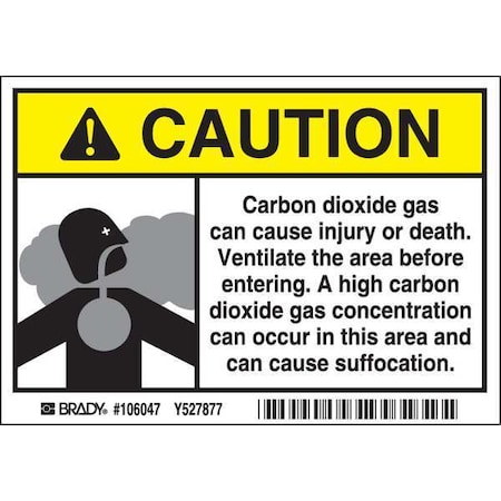 Brady Caution Sign, 3 1/2 in H, 5 in W, Polyester, Rectangle, English, 106047 106047