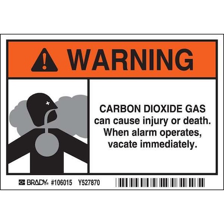 Brady Warning Sign, 3 1/2 in H, 5 in W, Polyester, Rectangle, English, 106015 106015