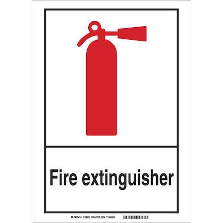 Brady Fire Extinguisher Sign, 10 in Height, 7 in Width, Plastic, Rectangle, English 119747