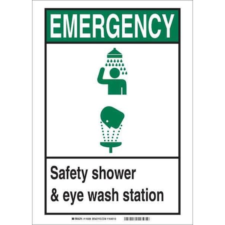 Brady Emergency, Safety Shower and Eye Wash Station, 10" W x 7" H, Rectangle, Aluminum, 119210 119210