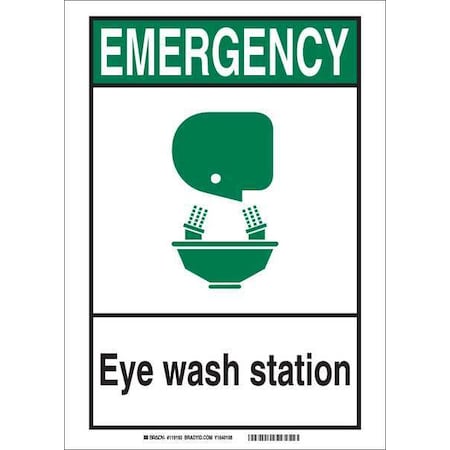 Brady Emergency, Eye Wash Station, 14" W x 10" H, Rectangle, Aluminum, 119198 119198