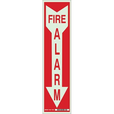 Brady Fire Alarm Sign, 14 in Height, 3 1/2 in Width, Polyester, Rectangle, English 103598