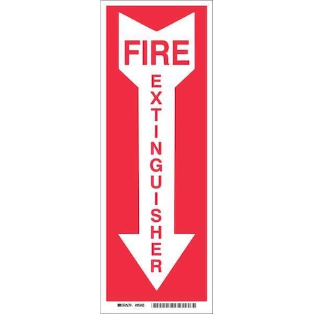 Brady Fire Extinguisher Sign, 14X5, White/Red 85460