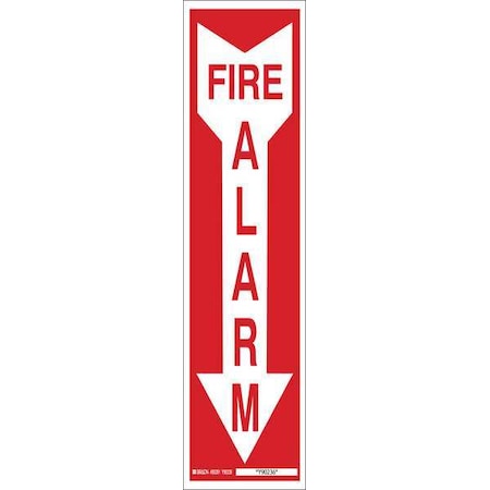 Brady Fire Alarm Sign, 3-1/2X14 ", Wht/Red 103599