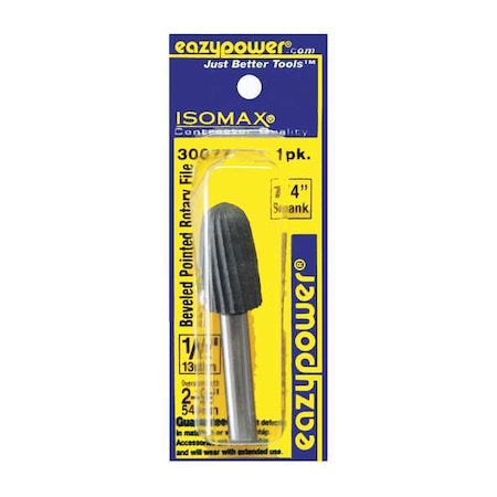 Zoro Select Beveled Pointed Rotary File, 1/2in., 1pcs. 30077