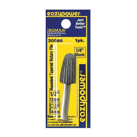 Zoro Select Rounded Tapered Rotary File, 1/2in., 1pcs. 30080