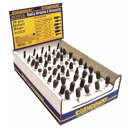 Zoro Select Assorted Rotary Rasp Kit, 50 Pieces 30299