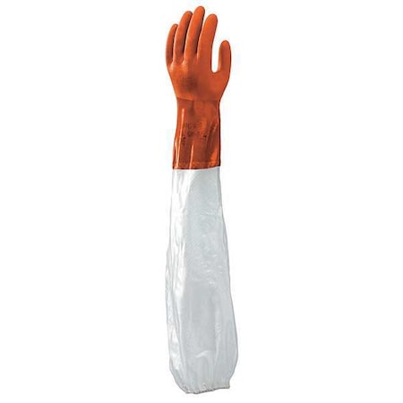 Showa Chemical Resistant Gloves, PVC, 26 in L, 30 mil, Orange, M, 1 PR 640M-08