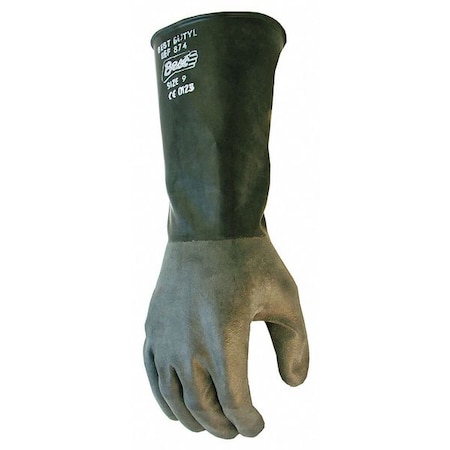 SHOWA Chemical Resistant Gloves, Butyl, L, PR 874-09