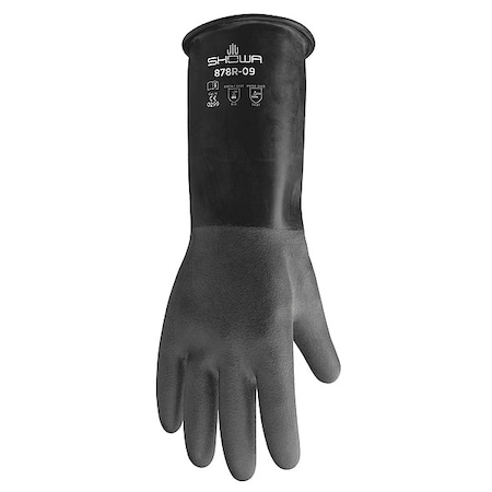 Showa Chemical Resistant Gloves, Butyl, Grain Beaded, Black, 8, 1 PR 878R-08