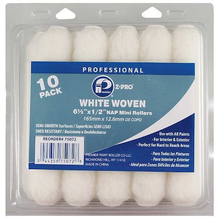Premier 6-1/2" Mini Paint Roller Cover, 1/2" Nap, Woven 75072