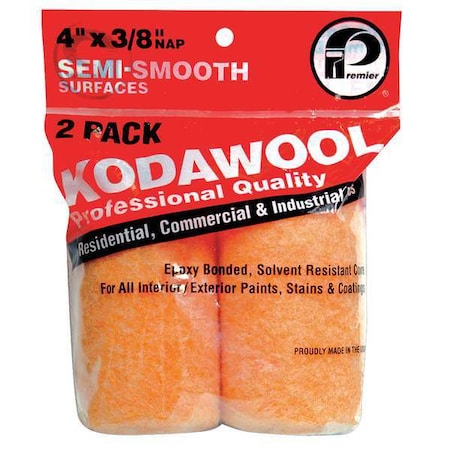 Premier 4" Paint Roller Cover, 3/8" Nap, Polyester/Knitted Wool 2KW438