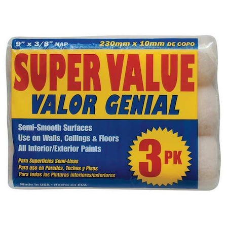 Premier 9" Paint Roller Cover, 3/8" Nap, Polyester 3TRI