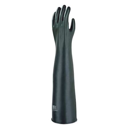 Ansell Chemical Resistant Gloves, Natural Rubber Latex, 24 in L, 59 mil, Black, 9 1/2, 1 PR 87-108