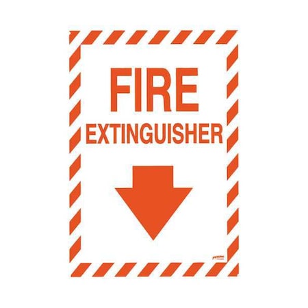Brady Fire Extinguisher Sign, 10 in Height, 7 in Width, Plastic, Rectangle, English SV710G