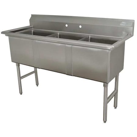 Advance Tabco Scullery Sink 15 in x 15 in, 3, 2, Splash Mount, 16 ga. 304 Stainless Steel FC-3-1515